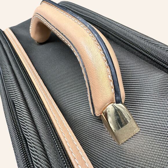 Samsonite Olive Green Carry-On Bag Tan Leather Trim Travel Tote (NWT) - Picture 10 of 13